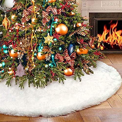 Zyx Christmas Tree Skirts 48 Inch Christmas Tree Skirt, White Soft Faux Fur Tree Skirts Plush Xmas Tree Skirts White Ornaments Christmas Decoration #TOP5