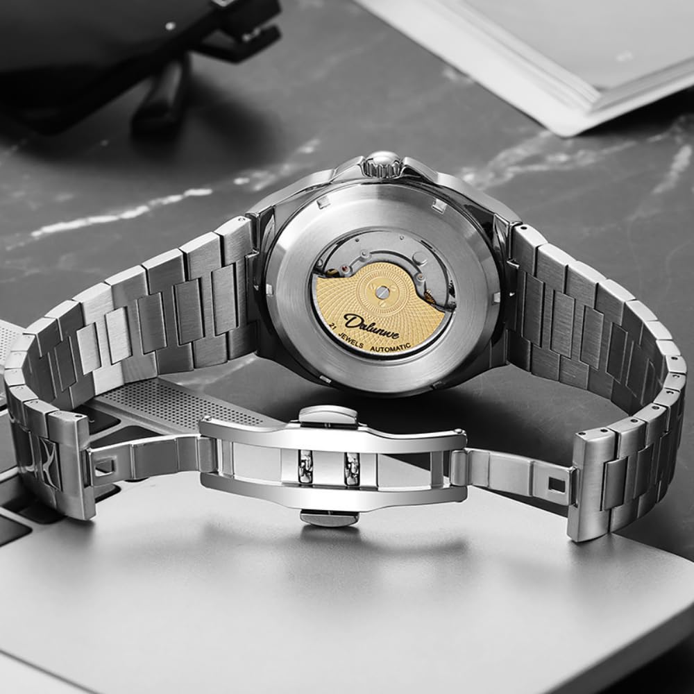 Reloj mecánico cuadrado creativo con esfera grande totalmente automático para hombre, visualización de fecha, luminoso, impermeable, divertido, lindo reloj de pulsera de negocios