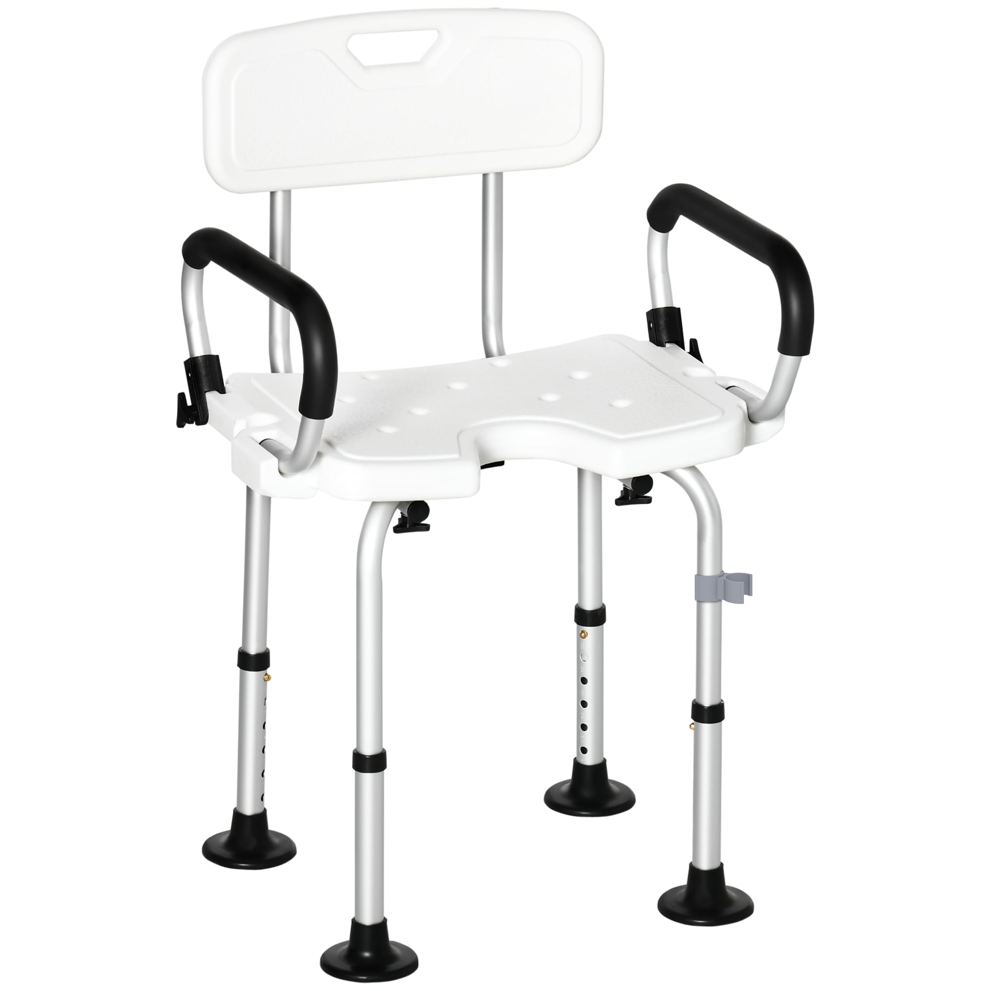 Homcom Adjustable Shower Stool With Suction Foot Pads For Elderly Disabled