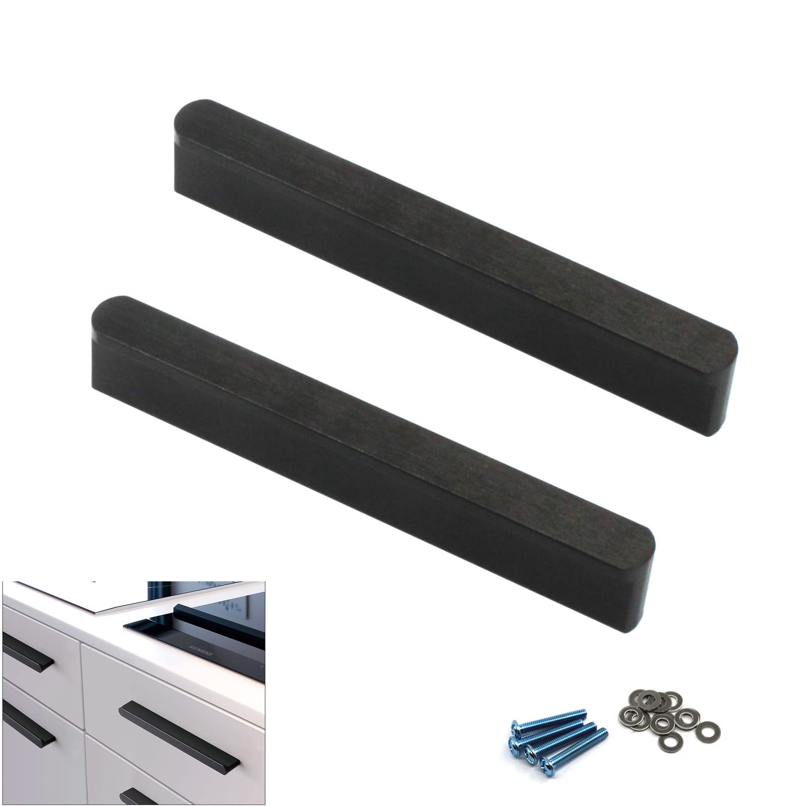 Zerniple 446mm Hole Center/500mm Black Handle Pull Solid Zinc Alloy Drawer Wardrobe Handle Pull Kitchen Cabinet Handle Cupboard Knobs (2 Pieces)