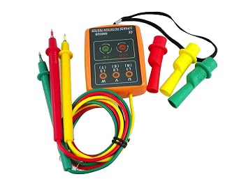 Leaton 3 Phase Sequence Presence Rotation Tester Indicator Detector Meter with LED and Buzzer Tester Phase Indicator 60V600V AC3 Phase AC