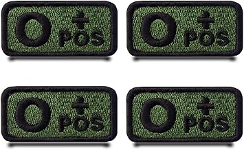4 Packs Type O+ POS Positive Tactical Army Green Hook and Loop Embroidered Patch Fully Embroidered Military O+ Patch-Perfect for Jeans,Tactical Clothes,Backpack,Cap,Vest,Jacket Etc