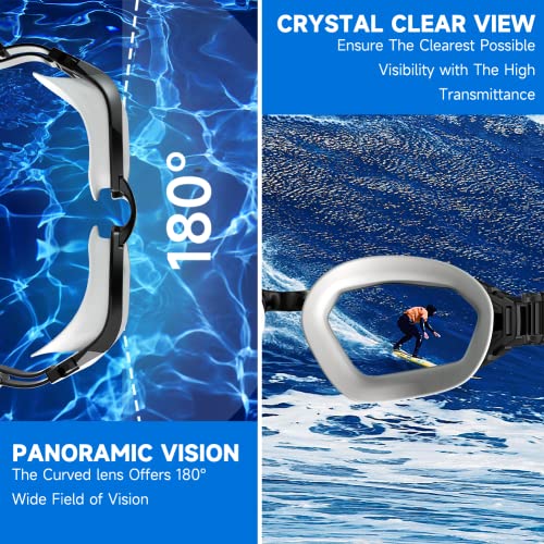 Foto von Findway Schwimmbrille für Herren Damen Erwachsene, Polarisiert Schwimmbrille Jugendliche, Anti-Beschlag UV-Schutz Wasserdicht Klare Sicht Einfach Einzustellen mit Austauschbare Nasensteg