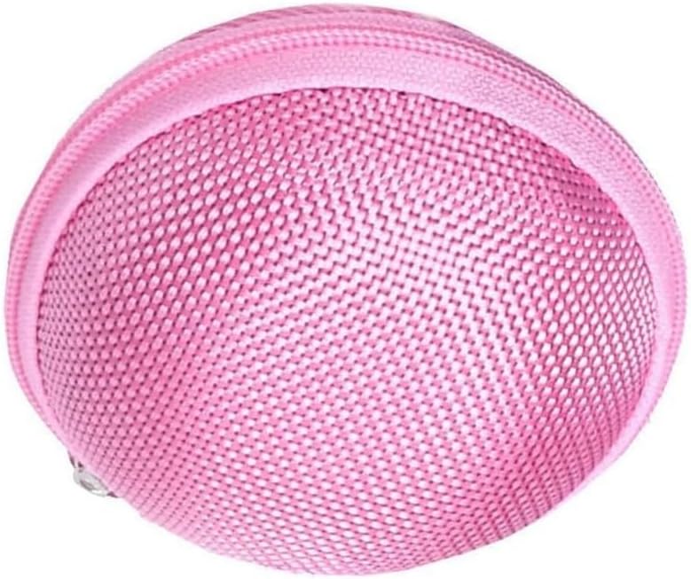 1PC Pink Compact Round Mini Earphone Hard Case Bag - Travel Pouch for Headphones, Coins, and Keys, Small Cosmetic Carrying Bag Headphones, Earbuds Accessories