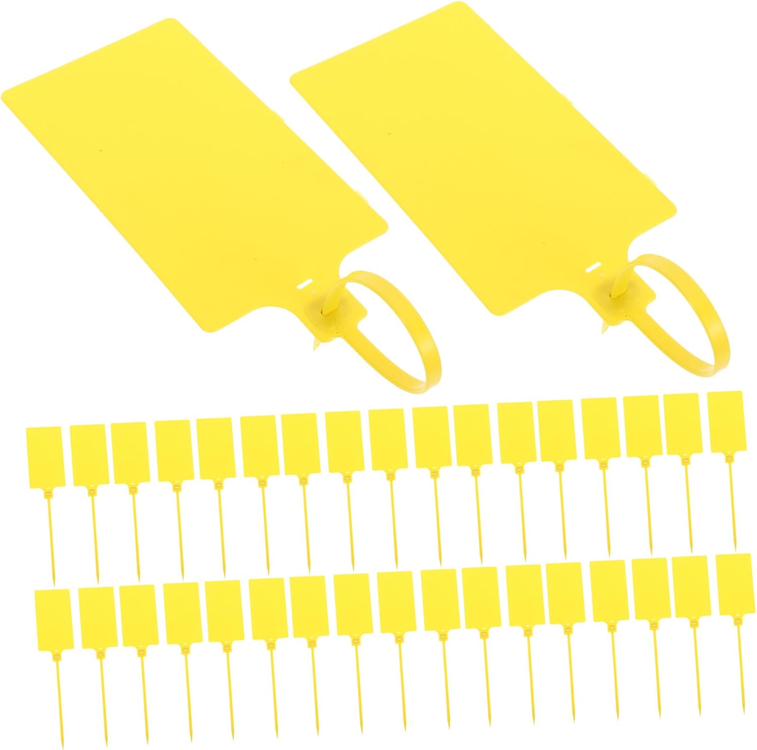Holibanna 100pcs Yellow Plastic Shipping Labels Tags with Cable, 5.8x100mm Sturdy Luggage Labeling Tags for Packaging and Industrial Use