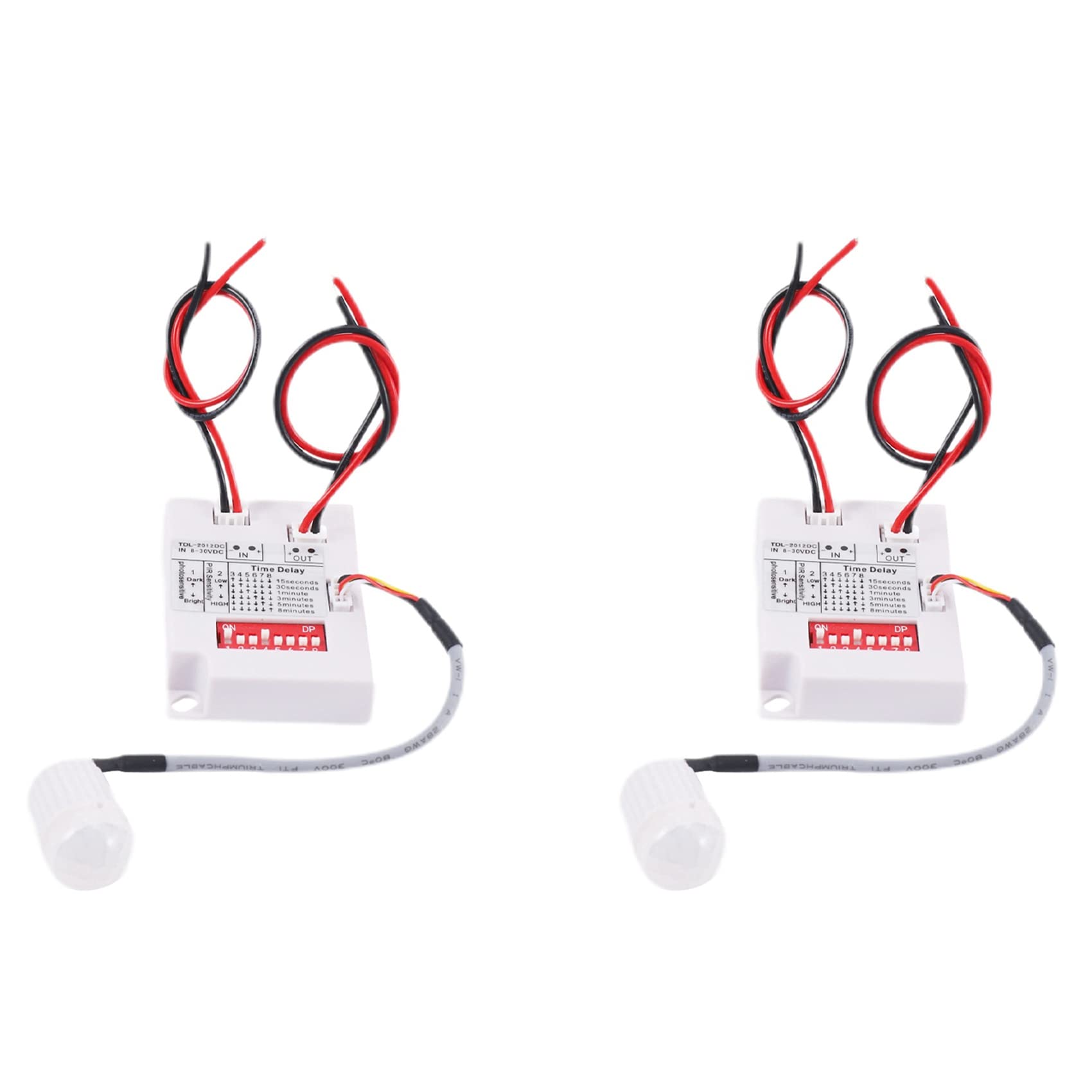 Jnchdghwa White 2X 12V 24V Pir Motion Sensor Switch Ir Infrared Human Induction Time Delay Relay Switch Corridor Led Light Timer Switch