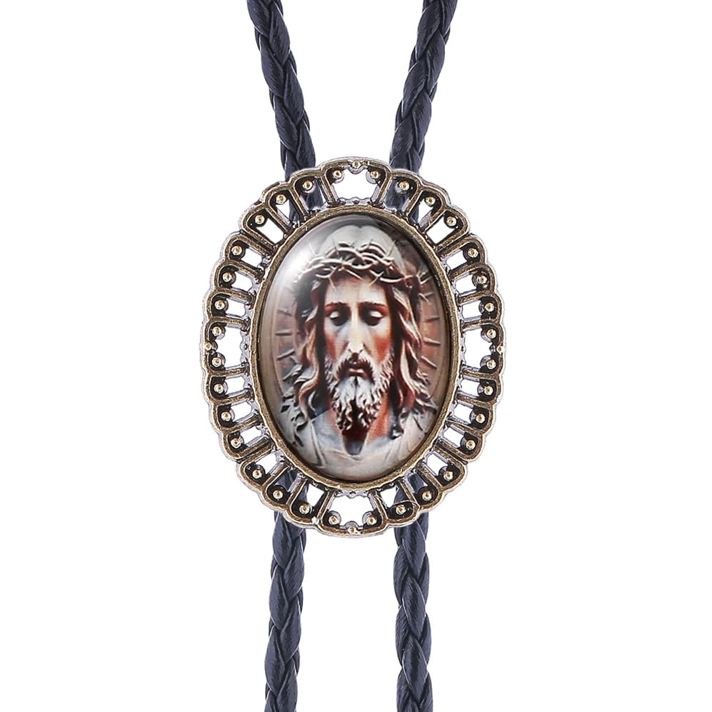 Image of Jeilwiy Bolo Tie for Men Western Cowboy Gothic Bolo Tie Necklace Halloween | Glow in Dark Bolo Tie for Men Women, 3D Halloween Bolo Tie, Gothic Western Ties, String Ties for Men Rodeo Leather Necktie