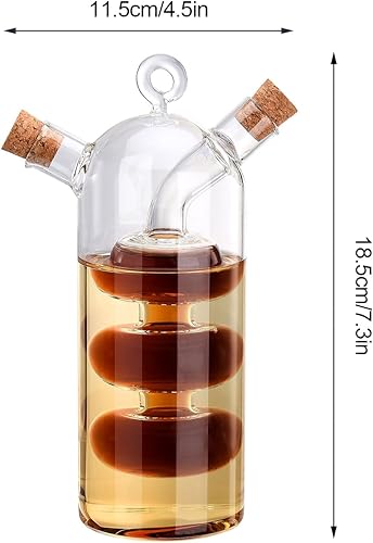 Miniatura 4 de BEIJIALY Botellas dispensadoras de aceite de oliva y vinagre, 2 en 1, botella de aceite de oliva de doble capa de vidrio con tapones de corcho