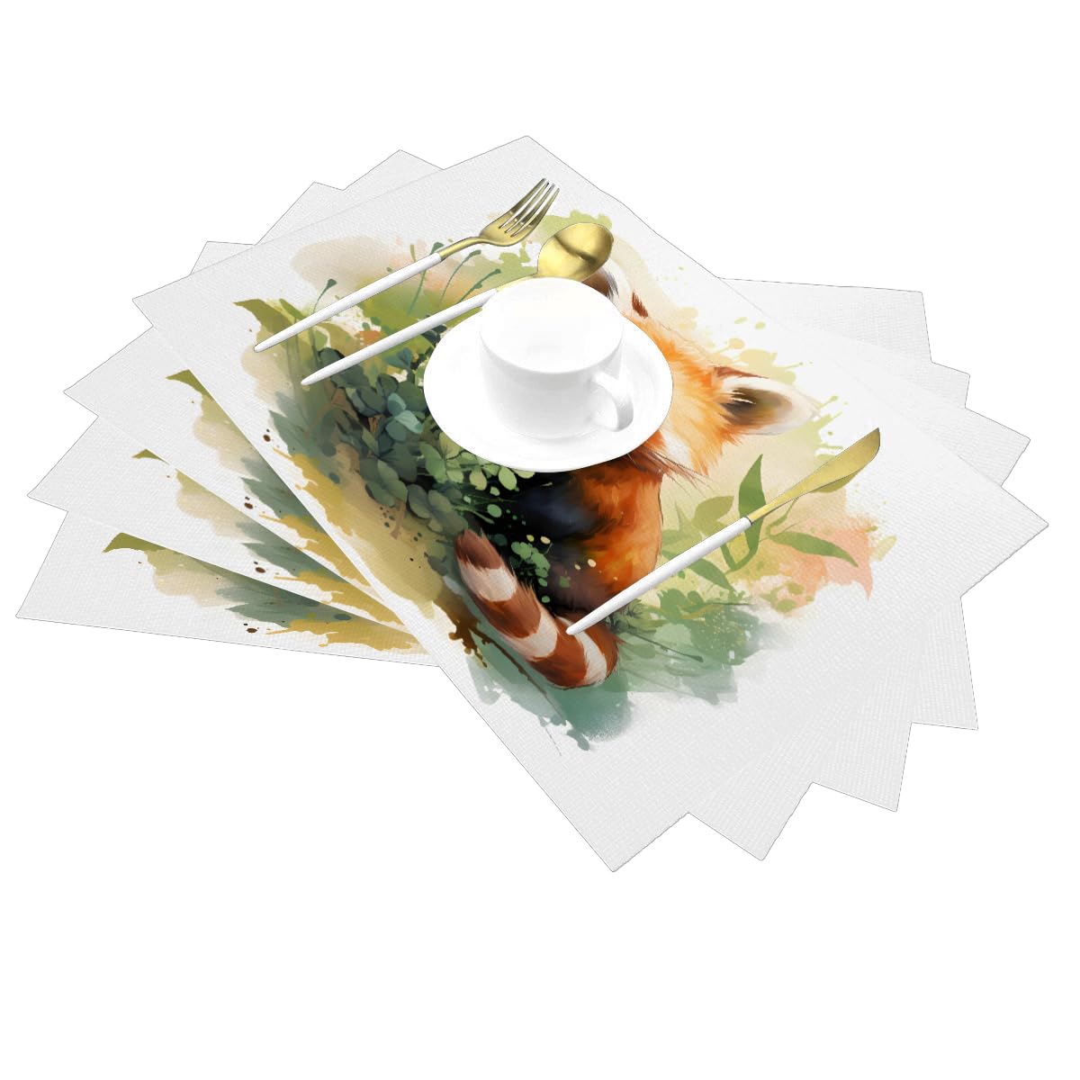 4 sets de table raton laveur en PVC lavable et antidérapant pour cuisine