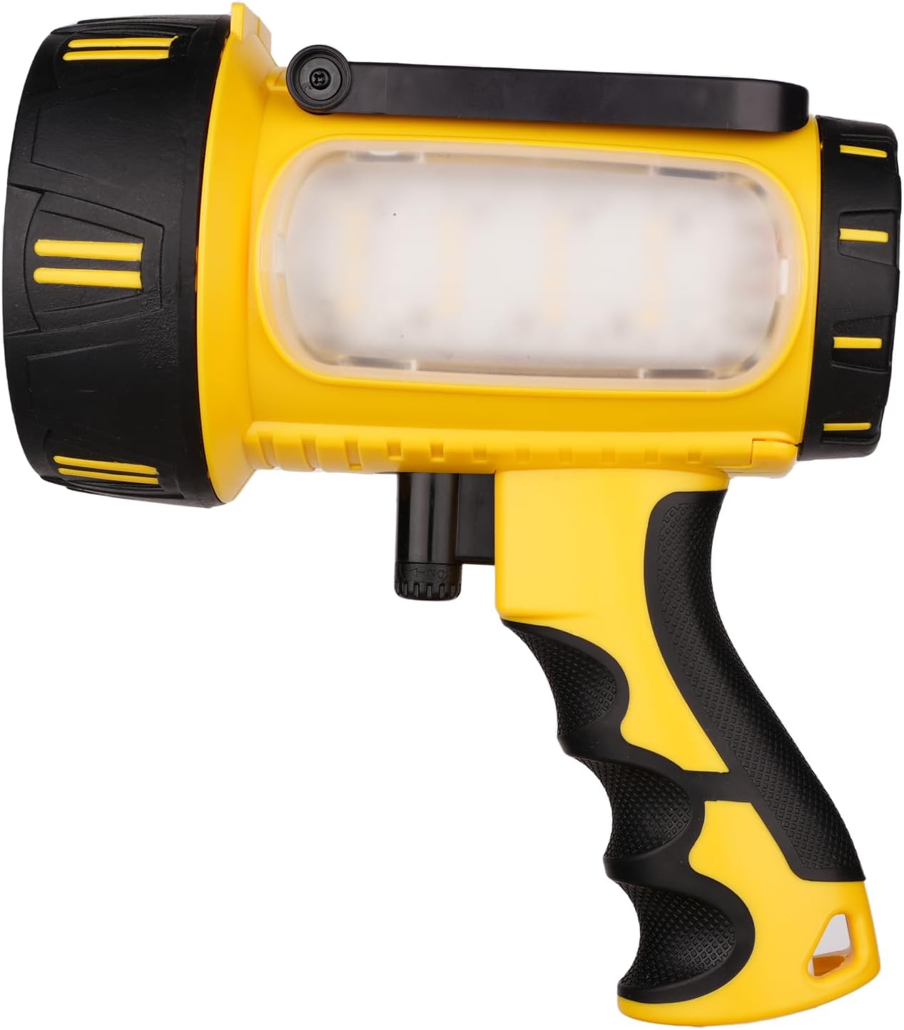 BIGSUN Explorer LED Spotlight Flashlight, High Lumens Rechargeable 10000mAh Lithium-Ion Handheld Large Flashlight with Side Floodlights, Two-Function triggers