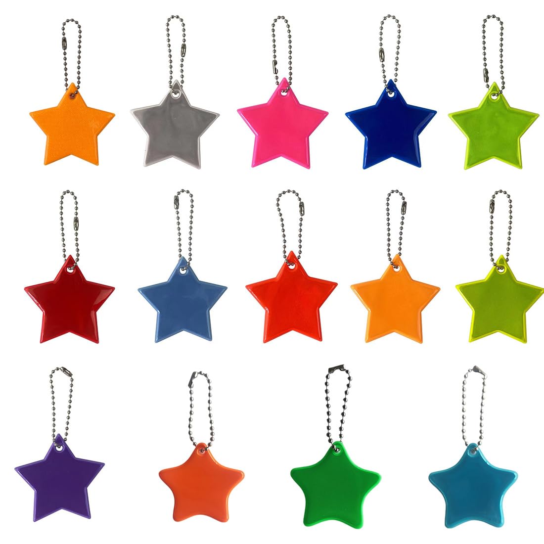 30 Pcs Pendentifs Réfléchissants Étoile – Porte-Clés Sécurité Enfant, Visibilité Nocturne Pour Sac, Veste, Vélo, Poussette