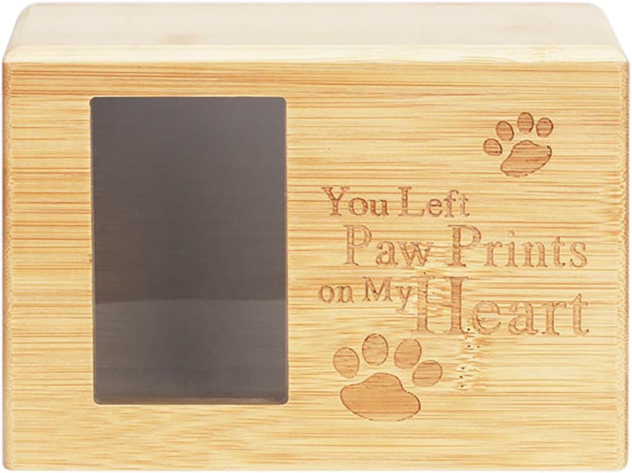 Tongdejing Pet Urn Cremation Box, with Picture Photo Frame, Wood Casket