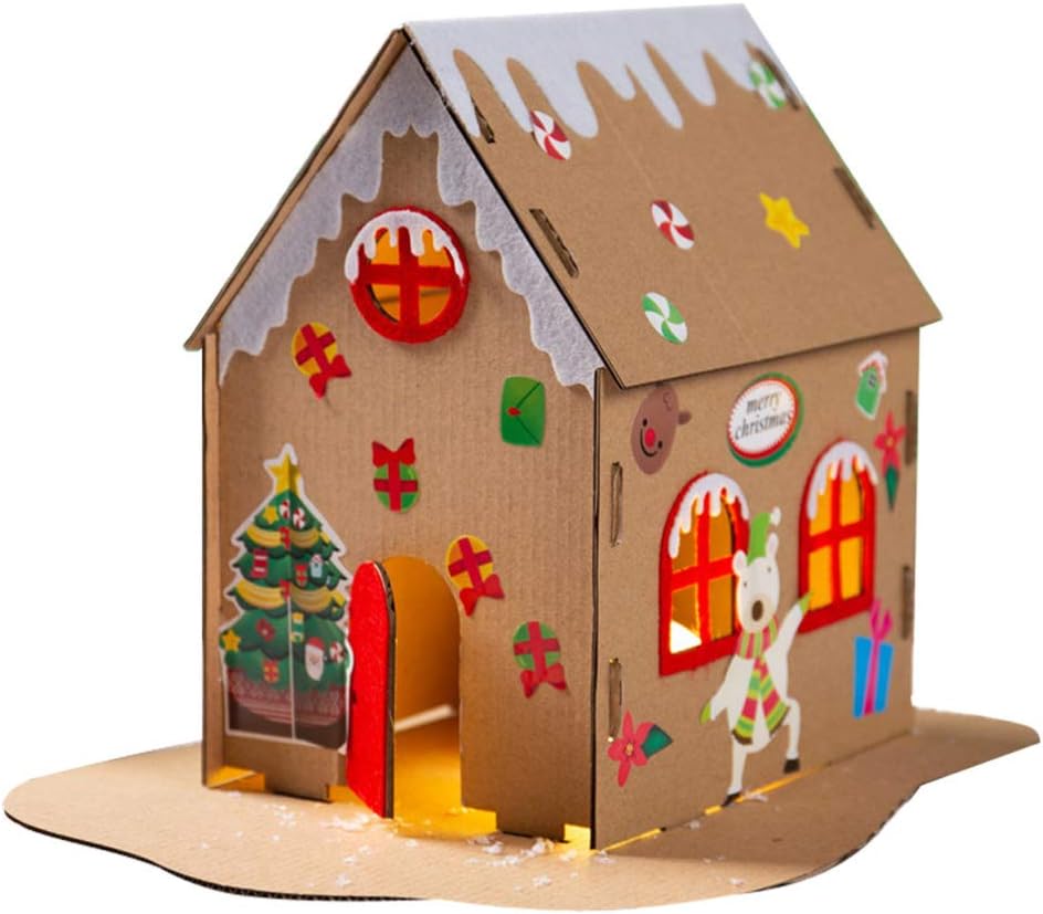Gingerbread Light Up Houses Christmas Paper Gingerbread House with LED Lights DIY