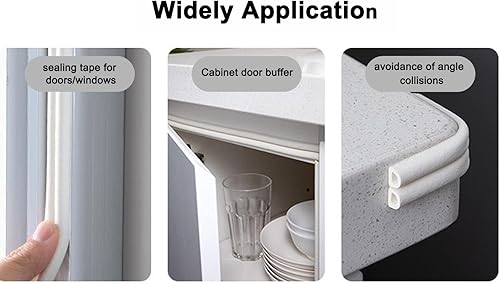 Miniatura 7 de Cinta de sellado de burlete para puertas, marco de ventanas, cinta de sellado de espuma autoadhesiva tipo D, 32.8 pies, aislamiento de goma