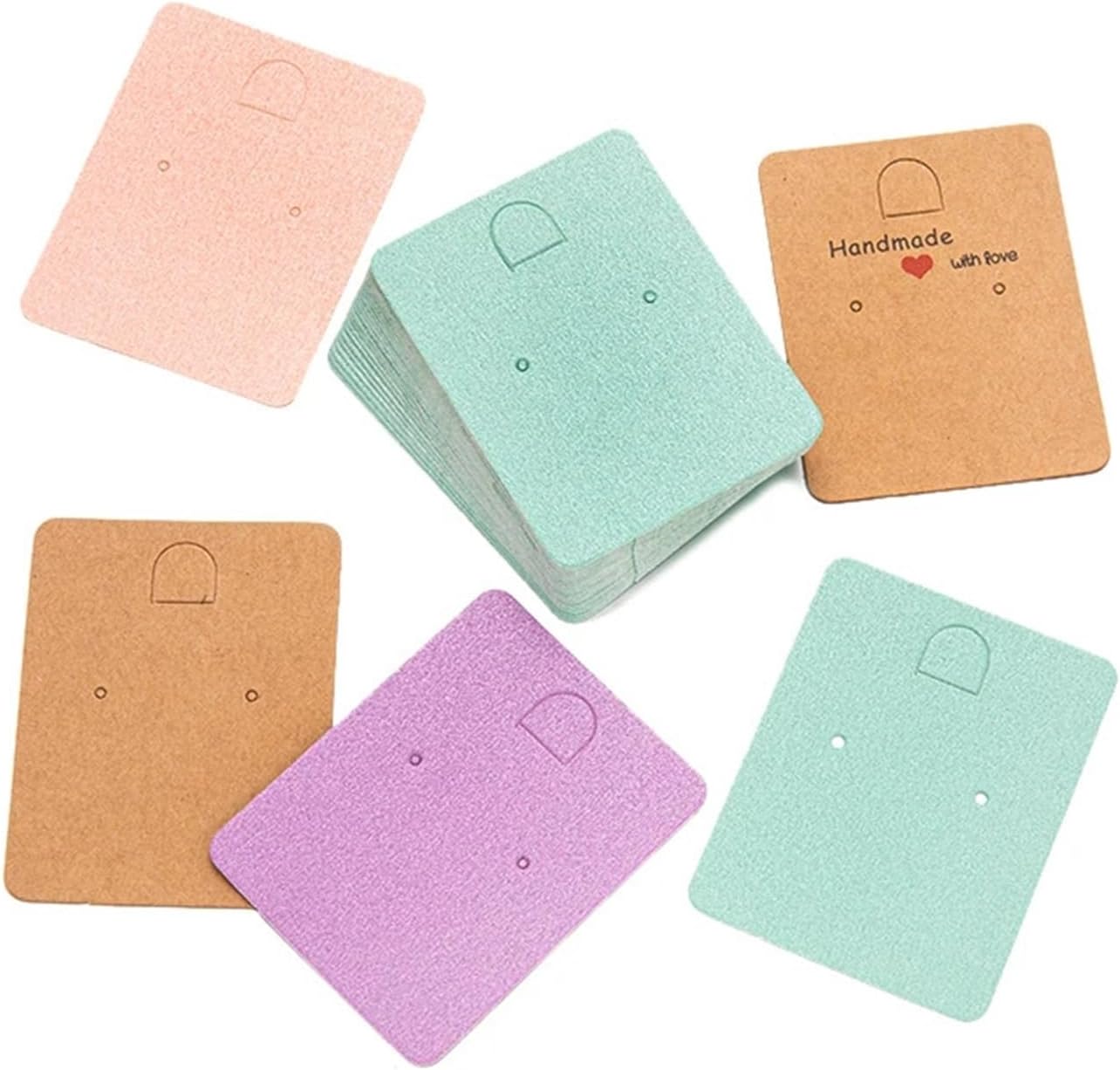 Earring Cards 500pcs Kraft Paper Hanging Earrings Display Card Holder for Jewelry Packaging Small Business Supplies(Yellow)