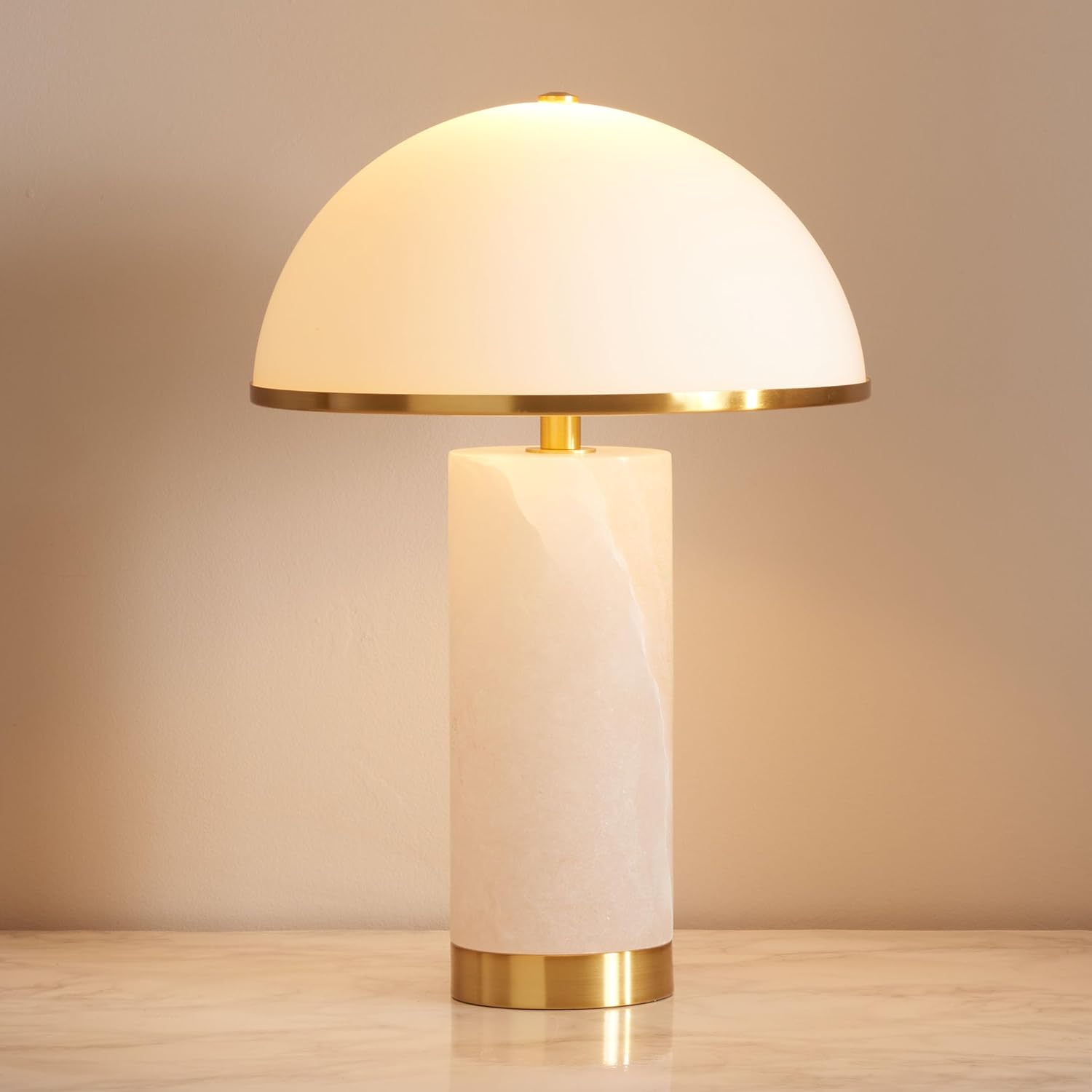 SAFAVIEH Couture Lighting Collection Izabel Gold/White Alabaster 19-inch Table Lamp (LED Bulbs Included)