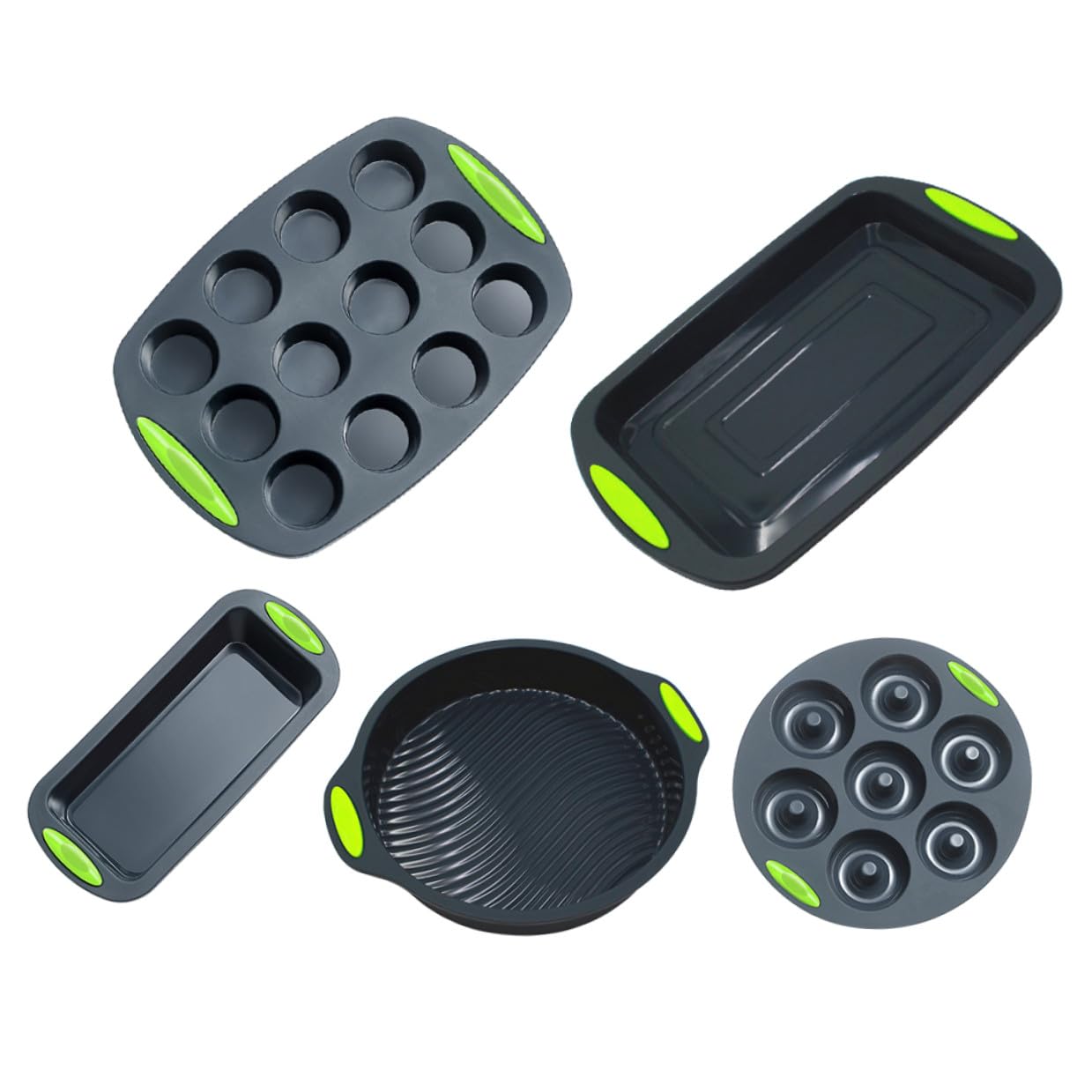 NUOBESTY Molde para Hornear Pasteles DIY de Silicona Flexible y Fácil de Limpiar, Set de 5 Piezas para Aficionados la Repostería en Cocina y Horneado Casero