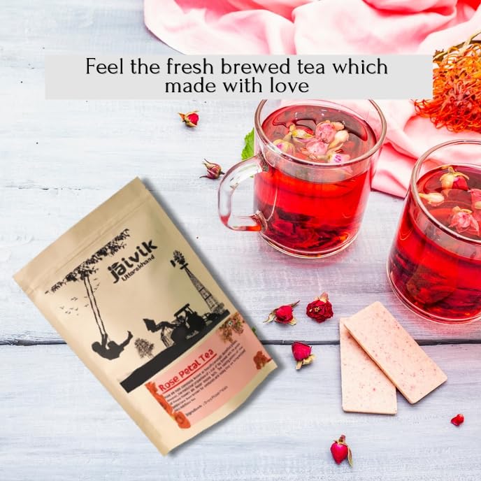 Image of Jaivik Uttarakhand Fragrant Lavender Flower Buds, Rose Petals (100g Each), Unique Blend Crafted Loose Leaf Tea for Chai Lovers Across India, Combo (Pack of 2)