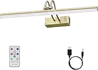 Vista 12 de Luz Inalámbrica para Cuadros, Luz de Arte a Batería (Bronce, 20 PULGADAS)