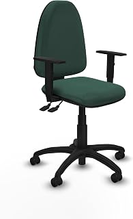Piqueras y Crespo - Silla Escritorio Verde Menta Aýna con Brazos 1D. Equipado con Asincro y Espuma de Corte. con Ruedas Autofrenantes. Verde Botella