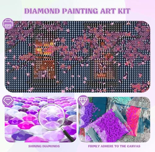 Image of QENSPE Diamond Art Kits for Adults, DIY Bookstore At Night Full Drill Diamond Painting Art Kit for Beginners, Pink Car 5D Round Diamond Dots Paintings, Gem Art Crafts Home Wall Decor Gifts 12x16 inch