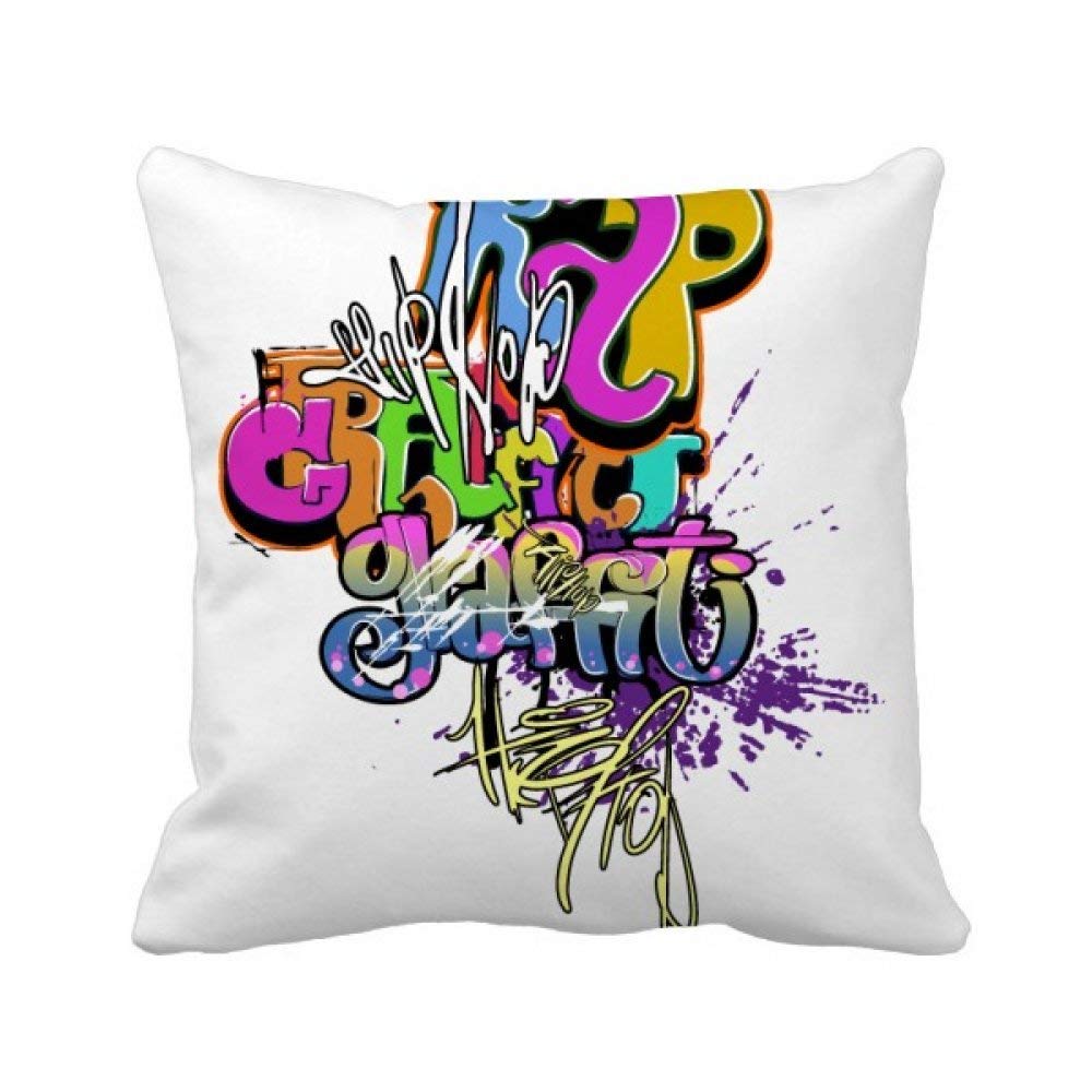 Coussin Rue Graffiti Culture Mots 40x40 cm Oreiller Rap Canapé Multicolore