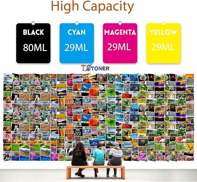 712XL Ink Cartridges High Yield Remanufactured 4PK 712 Ink Cartridge Replacement for T650 T630 T250 T230 T210 Studio Plotter Printer(1X 80-ML Black,1x 29-ML Cyan,1x29-ML Magenta,1x 29-ML Yellow)