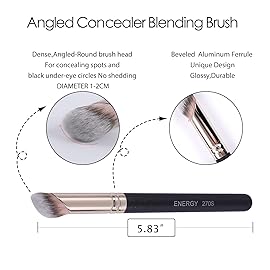 ENERGY Foundation Brushes Set - Angled Brush & Mini Concealer Brush Premium Synthetic Eye Makeup Bushes for Blending Liquid Foundation Cream Powder Cosmetics 270S/370S