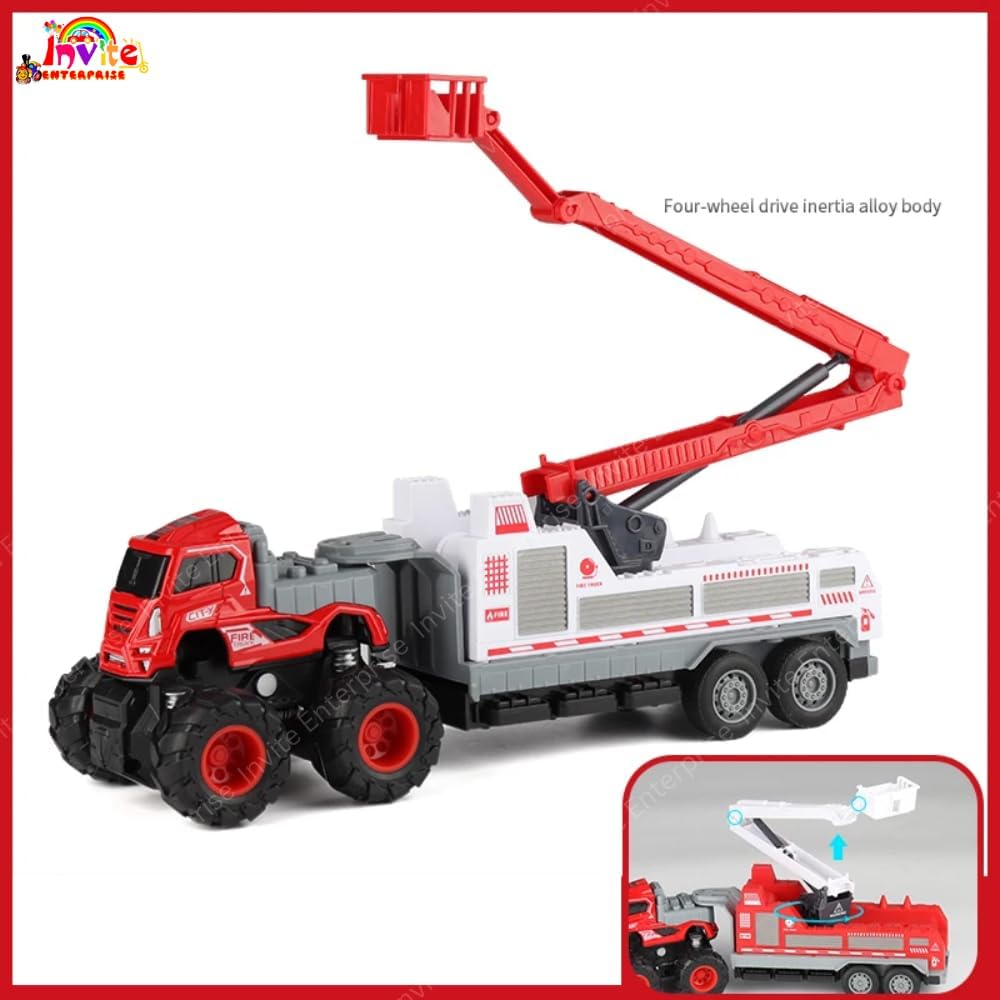 1:43 4WD Diecast Alloy City Service Big Truck Toys with Friction Powered Miniature Car Vehicle Toy for Kids, Boys and Girls(City Service Truck)【 Pack of 3 】 2