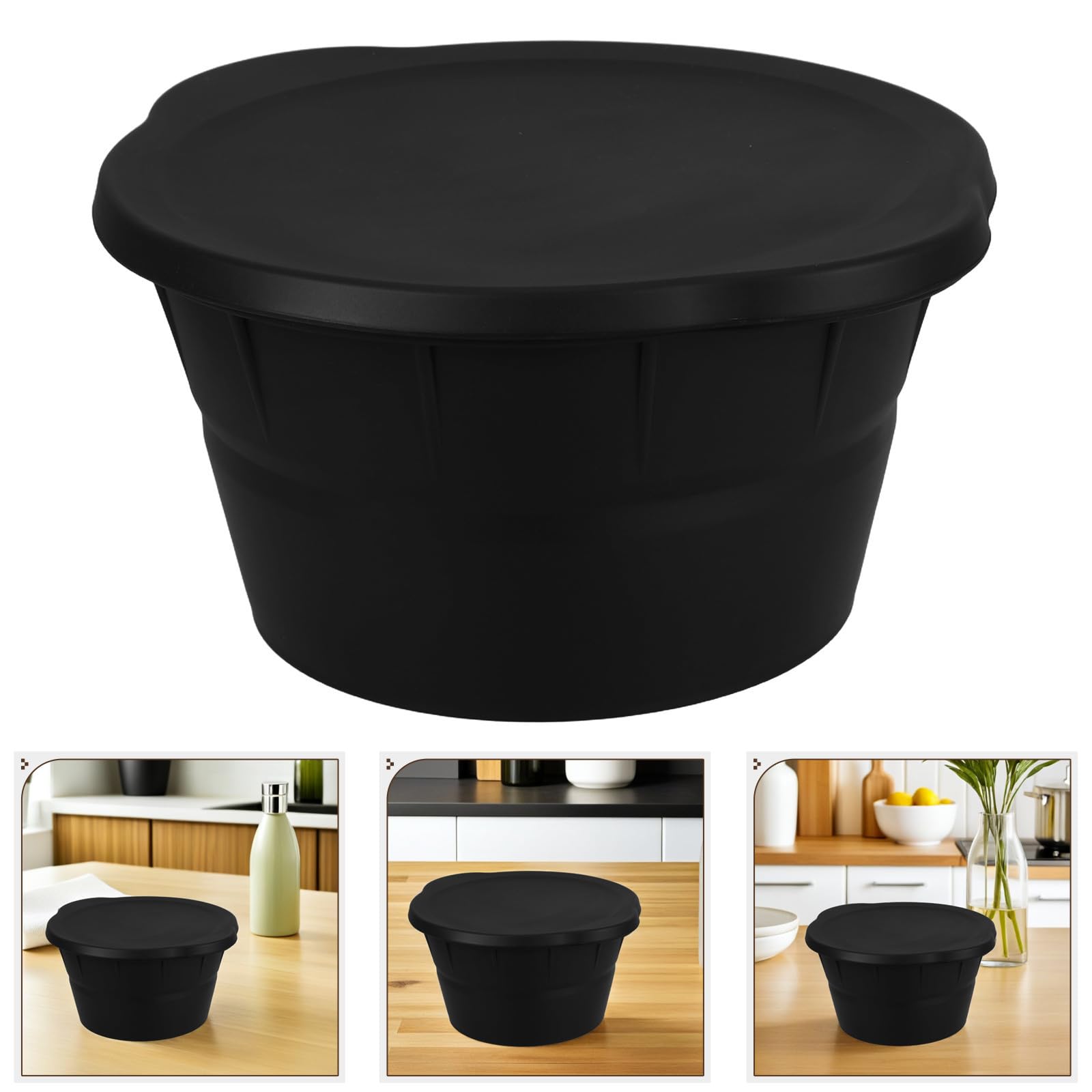 TOPBATHY Molde para Cubitos de Hielo Redondo de Silicona Negro, Plegable y Reutilizable, Capacidad 3.6l para Uso al Aire Libre y Baños de Hielo, Paquete de 2 Piezas