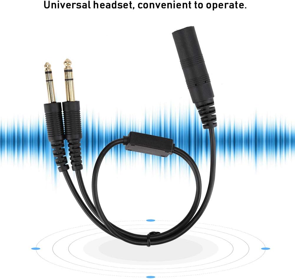 Headset Adapter, Black Universal Aviation Headset Adapter, Portable Headphone Splitter Adapter for David Clark Cable