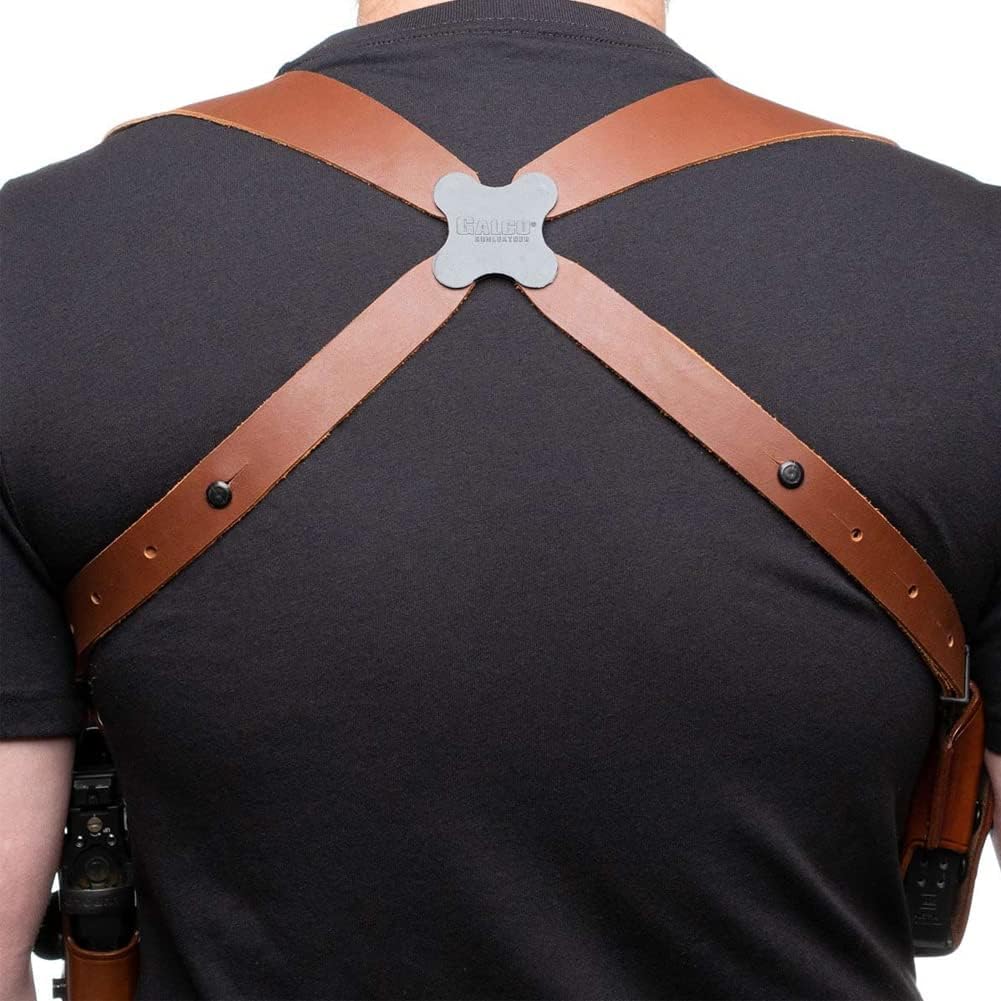 Galco Holsters VHS4-226R VHS 4.0 Leather Vertical Shoulder System Compatible with Glock 19 with/Without Red Dot, Ambidextrous, Tan Finish