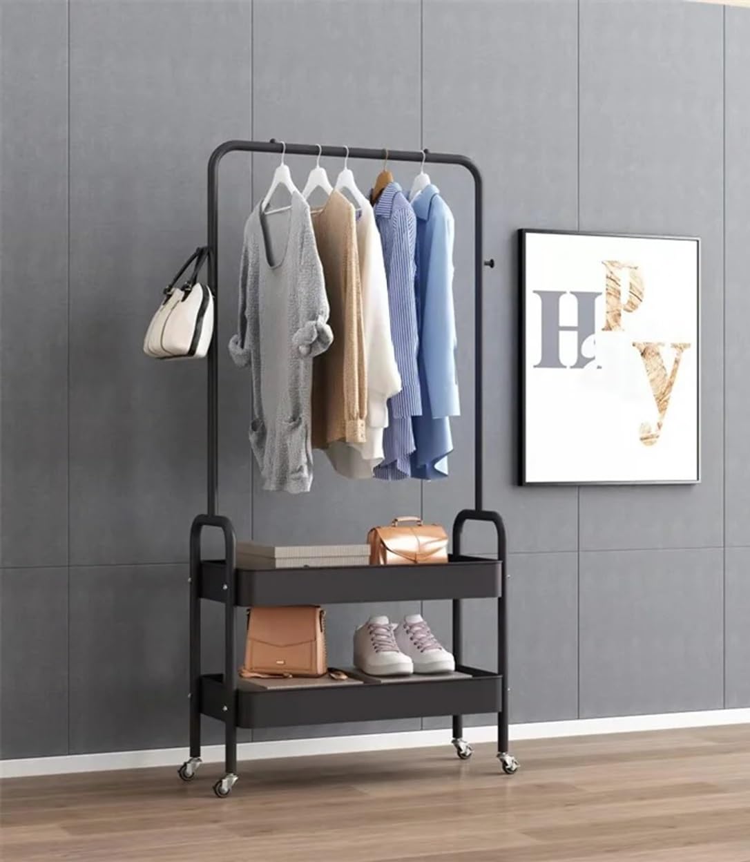 Lukzer 2 in 1 Portable Clothing Garment Rack with Rolling Organizer 2-Tier Metal Baskets, Hanging Rack, and Laundry Cart on Wheels for Bedroom, Laundry, and Entryway (Black/32X66X156cm) offers donot miss 7 Lukzer 2 in 1 Portable Clothing Garment Rack with Rolling Organizer 2-Tier Metal Baskets, Hanging Rack, and Laundry Cart on Wheels for Bedroom, Laundry, and Entryway (Black/32X66X156cm) offers donot miss