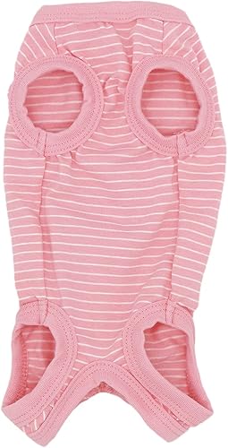 Miniatura 4 de LOPHIPETS Camisas para perras de niña, traje de recuperación, pijamas para perros pequeños, chihuahua, yorkie, ropa de gato, rayas rosadasXS