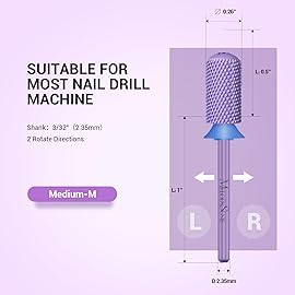 MelodySusie Safety Nail Drill Bits, 3/32\'\' Smooth Round Top Large Barrel Carbide Bits, Suitable for Manicure Pedicure Cuticle Gel Polishing, Beginners Bits, Purple, Series Bit-S, M