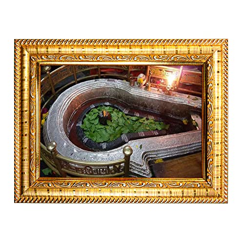 Image of Hawai Lord Bhima Shankar Jyotirlinga Home Decor Worship Use Wall Hanging Wooden Photo Frame, 8.5x7inch, SFDI297 GLD FRM GRP