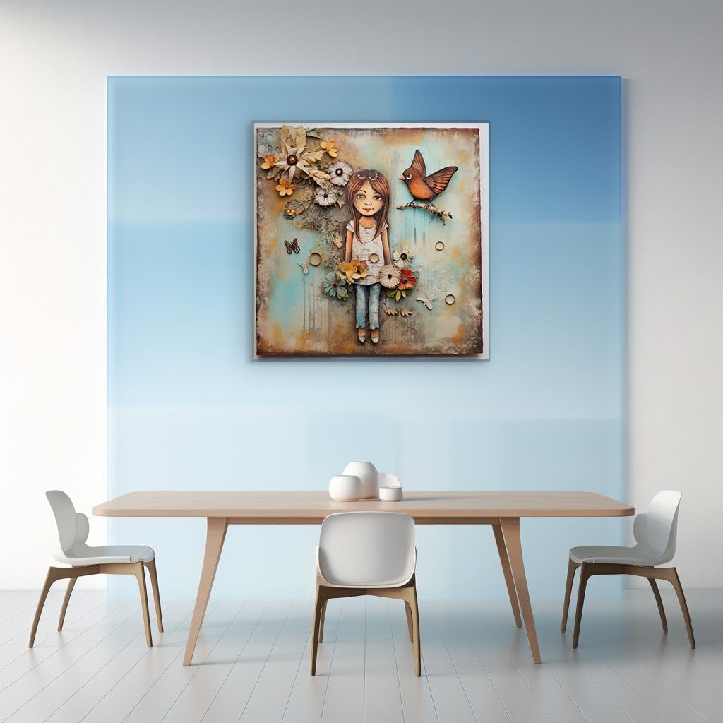 Canvas for Living room. Whimsical Fusion of Nature and Dreams in Mixed Media Art, 27 x 18 inch Canvas Wall Art - Contemporary Masterpieces - Modern Home Decor - 69x46 cm (27x18 inch)