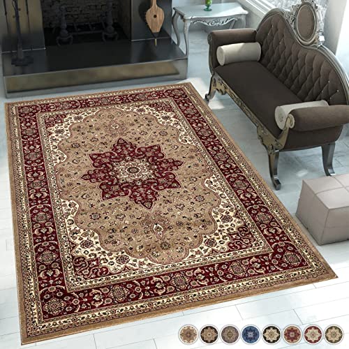 renoazul® Washable Area Rugs Living Room Large 200x290 cm - Soft Beige Rugs for Living Room - Rome Vintage Bedroom Carpet