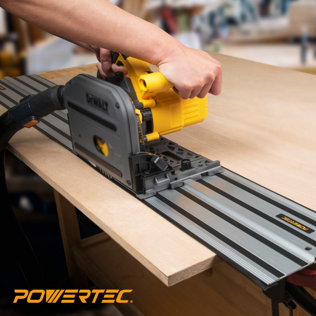 POWERTEC 71505 55” Guide Rail Joining Set for DeWalt Track Saws | Includes (2) Aluminum Extruded Guided Rails and (1) Guide Rail Connector for Woodworking Projects : Everything Else