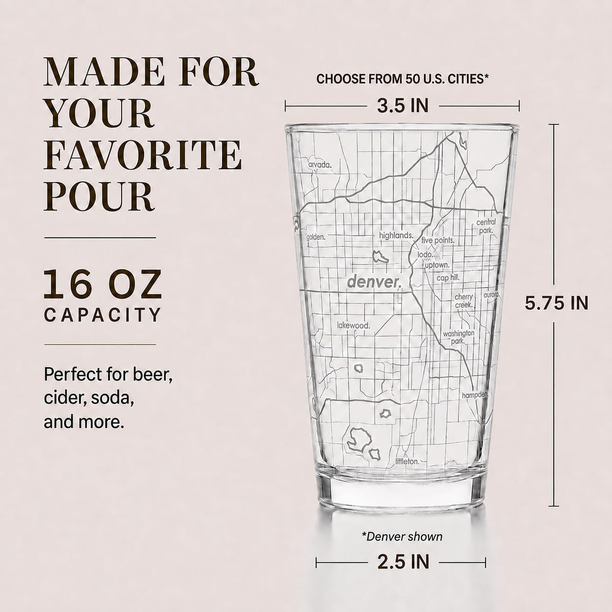 Well Told Engraved Boston Massachusetts Map Pint Glass, Etched Beer Gift (16 oz, Clear) City Map Pint, Custom City Glassware, Gifts For Beer Lovers