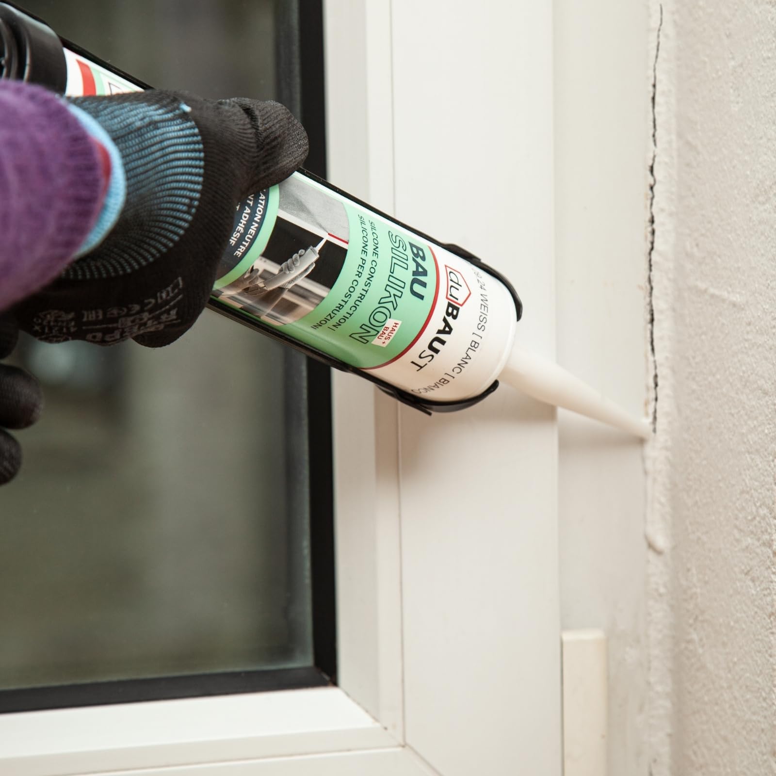 12x dubaust BAS24 Bausilikon Fenstersilikon Neutralsilikon Innen/Aussenbereich witterungsbeständig hochelastisch 310ml Kartusche (transparent)