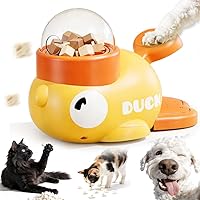 Duck-Shaped 2-in-1 Interactive Slow Feeder & Treat Dispenser Puzzle Toy for Small Medium Dogs Cats (Yellow)