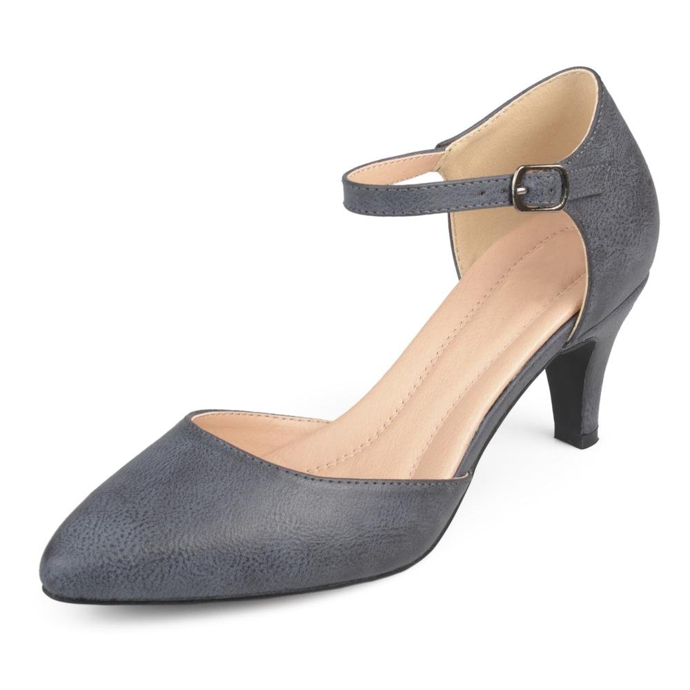 Journee Collection Womens Comfort Sole Pumps Almond Toe Ankle Strap D'Orsay Heels