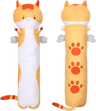 MerryXD Kawaii Long Cat Plush Body Pillow, 20 Soft Cute Stuffed Animals Plushies, Kids Big Doll Toys, Ideal Gifts for Cuddles,Girls,Girlfriend,Boys,Birthday,Christmas,Halloween,Valentines Day