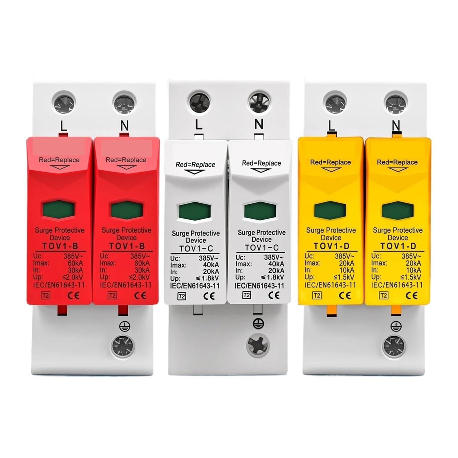 Dispositif de protection contre les surtensions domestique AC SPD 1P + N 30KA ~ 60KA B ~ 385VAC, dispositif de protection contre les surtensions basse tension