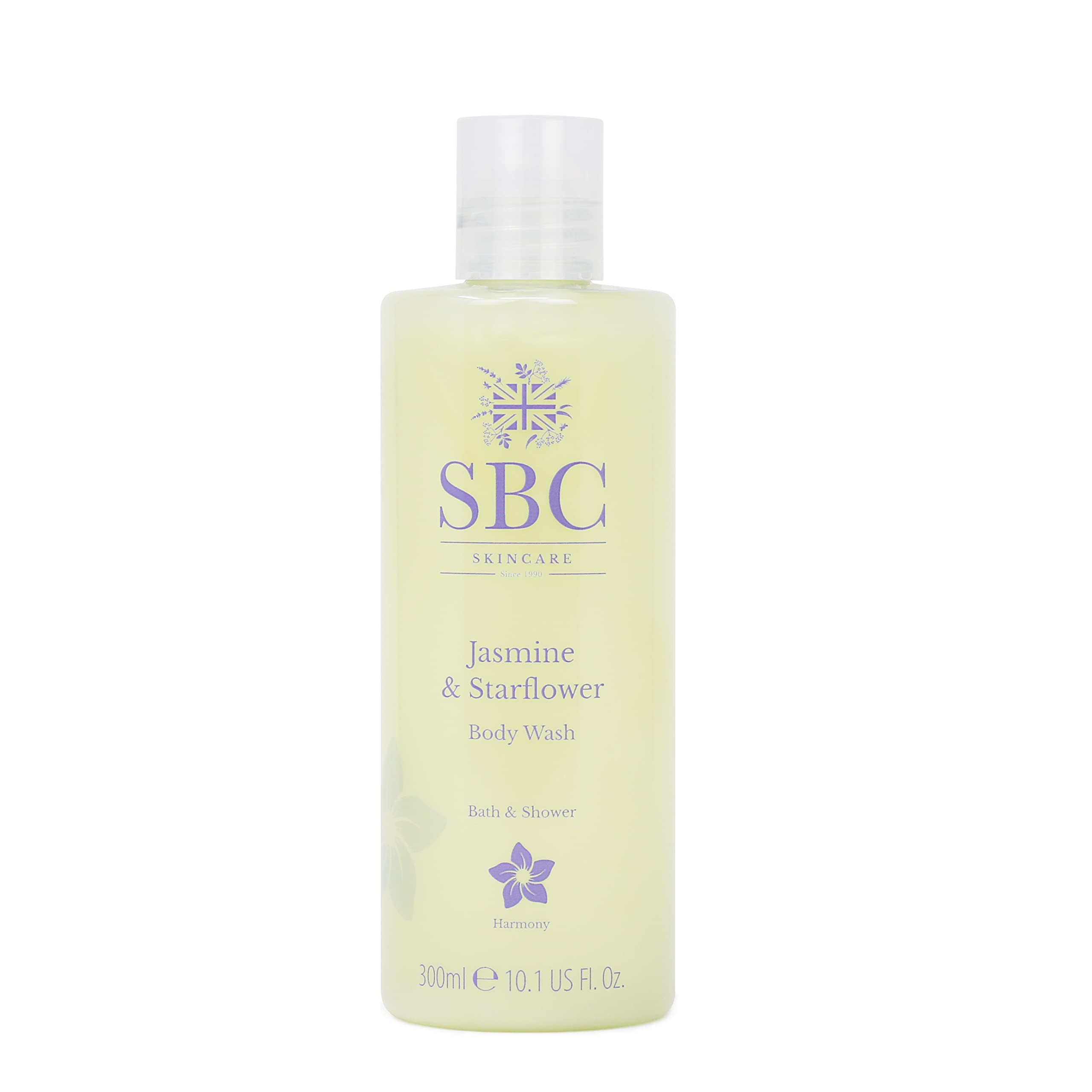 SBC Skincare Jasmine & Starflower Body Wash 300ml, Gentle, Floral Shower Wash for Unbalanced, Dry or Stressed Skin
