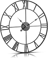 VEVOR 24 Inch Silent Roman Numeral Wall Clock - Battery Operated Non-Ticking Large Decorative Clock for Living Room Office Bedroom