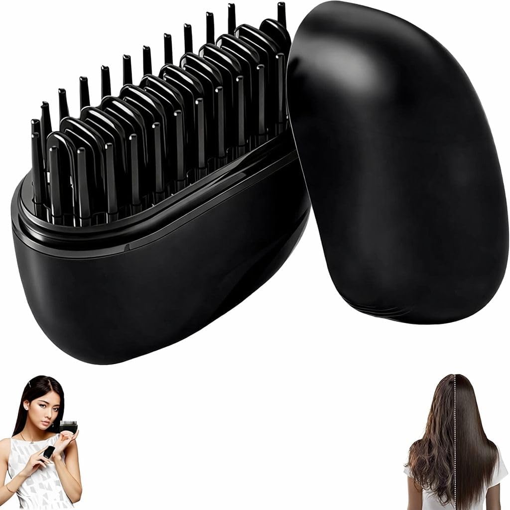 Mini Hair Straightener, Portable Cordless Rechargeable Hair Straightener, 3 Speed Temperature Control, Mini Hair Straightener for Women, Idea for Home Travel (Black)