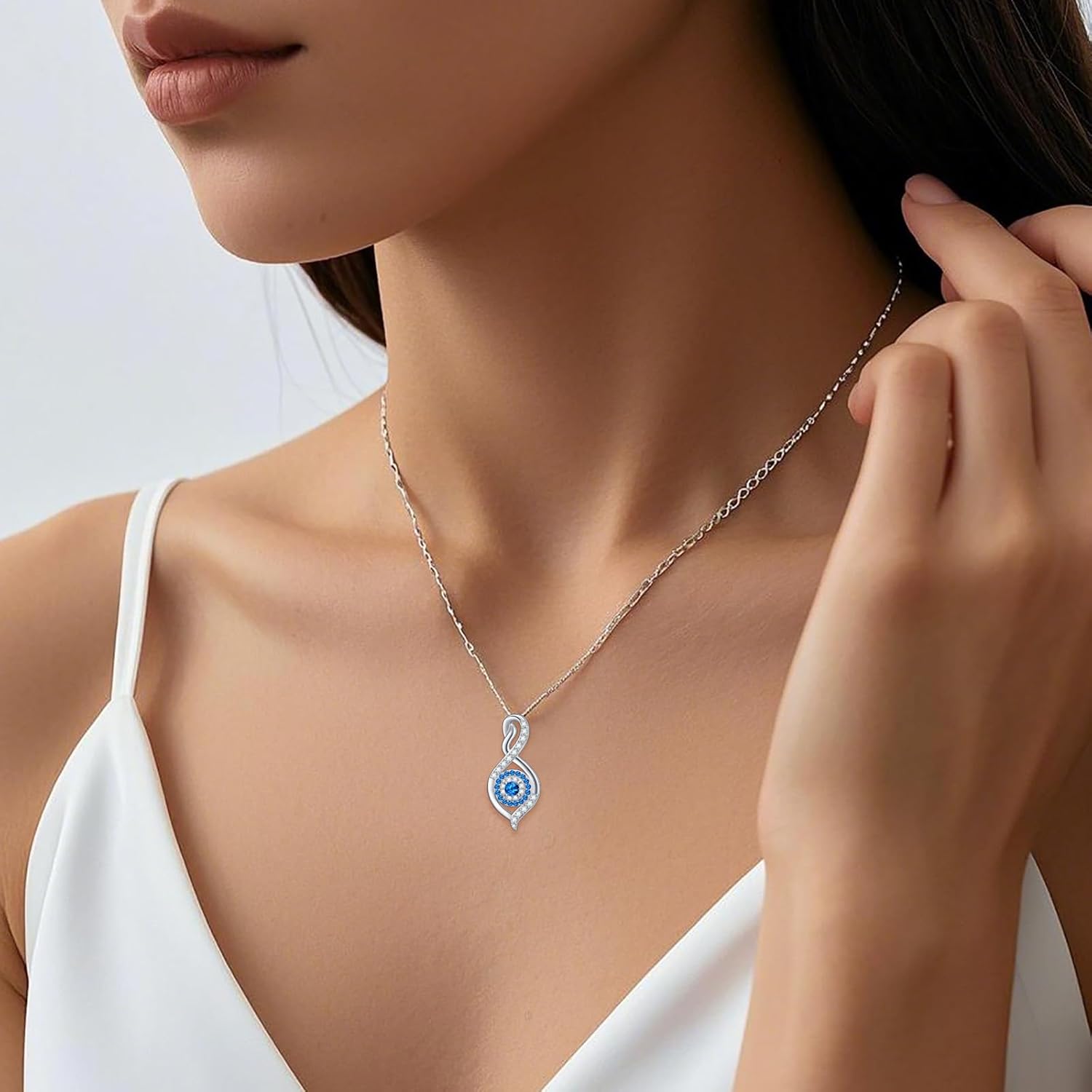 S925 Sterling Silver Evil Eye Pendant Necklace Luck Amulet Protection Evil Eye Jewelry Gift for Women - Image 2