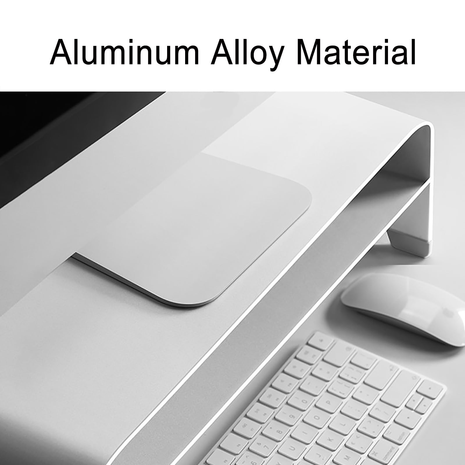Aluminiowy stojak na monitor z gniazdem na kabel, organizer na półkę biurkową do laptopa i drukarki w miejscu pracy w biurze domowym